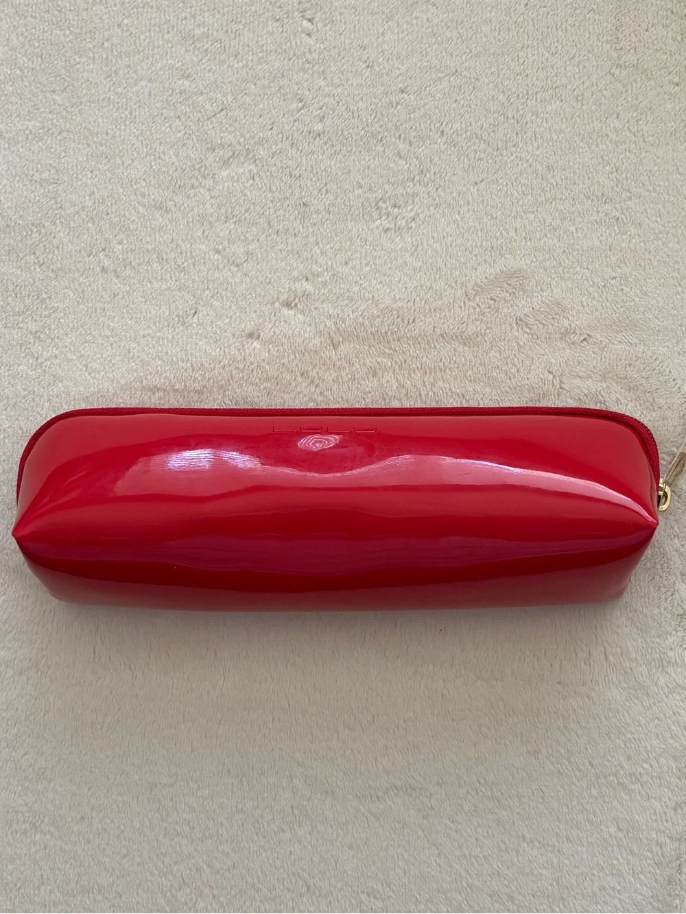 Red Patent Heart Cosmetic Bag Set